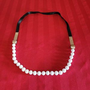 VINTAGE COSTUME JEWELRY NECKLACE WITH LEATHER COLLAR!!!